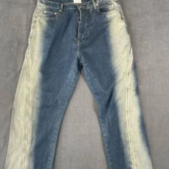 Mijko Zipper Jeans Mens 2XL Blue Gradient Baggy Denim Y2K Statement Streetwear - Picture 1 of 13